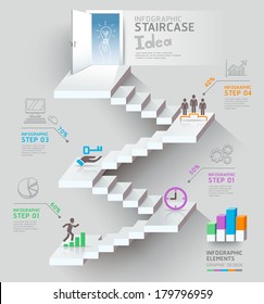 Business staircase thinking idea, Staircase doorway conceptual. Vector illustration. can be used for workflow layout, banner, diagram, number options, infographics, web design. 