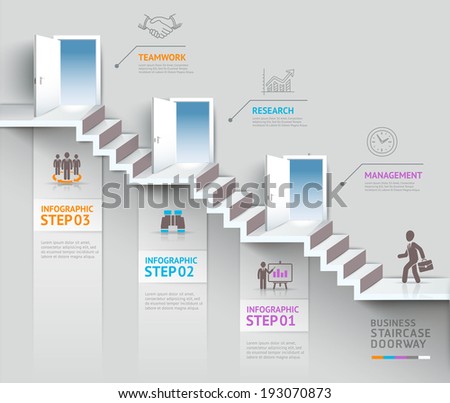 Business staircase thinking idea, Staircase doorway conceptual. Vector illustration. can be used for workflow layout, banner, diagram, number options, infographics, web design.