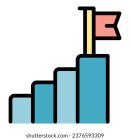 Business stairs icon outline vector. Team advantage. Cost idea color flat