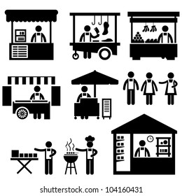 Business Stall Store Booth Market Marketplace Shop Icon Symbol Sign Pictogram