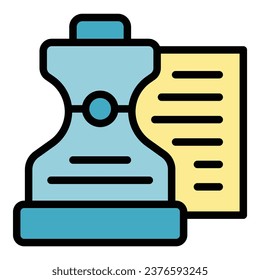 Business stamp icon outline vector. Chess decision. Profit play color flat