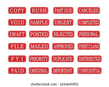 business stamp vector illustration set / COPY,RUSH,PERSONAL,SAMPLE etc.