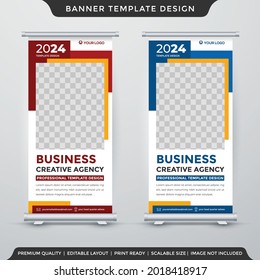 business stand banner layout template with abstract style use for promotion display