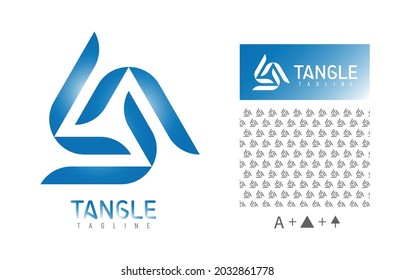 Logotipo estándar de negocio con geometría triangular, letra A, flecha hacia arriba, progreso con un patrón para diseños de marca