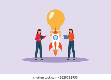 Business Star up Concept. Colored flat vector illustration isolated