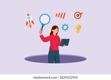 Concepto de inicio de negocio. Ilustración vectorial plana coloreada aislada