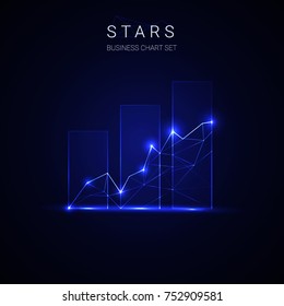 Business star growing chart vector on blue background. svg