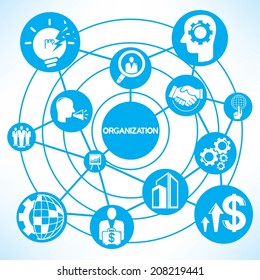 business start up concept info graphic network with blue theme