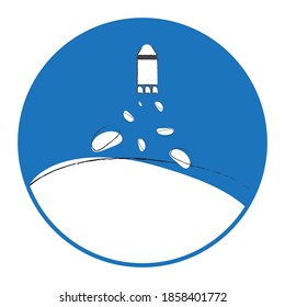 Business start up concept logo, New project start up concept in flat design style, Rocket launch vector illustration.	