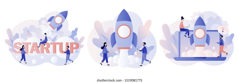 Business Start Up concept. Modern flat cartoon style. Vector illustration