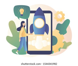 Business Start Up concept. Modern flat cartoon style. Vector illustration