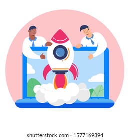 Business Start Up Concept. Office present a new startup project business plan
