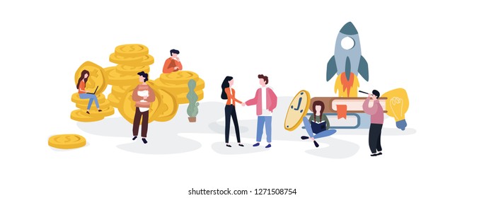 Business Start Up Konzept Business-Projekt-Start-Prozess, Idee durch Planung und Strategie, Zeitmanagement, Realisierung, Geld, Finanzinvestitionen in die Börse künftiges Einkommenswachstum
