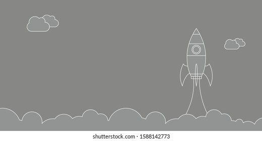 Business start up concept with rocket. Flat design vector illustration