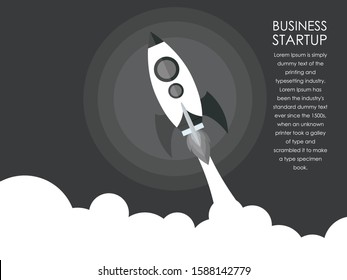 Business start up concept with rocket. Flat design vector illustration