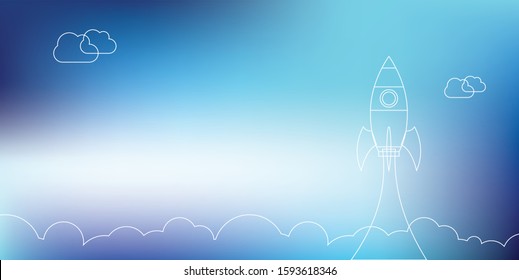 Business start up concept with rocket. Flat design vector illustration