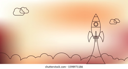 Business start up concept with rocket. Flat design vector illustration