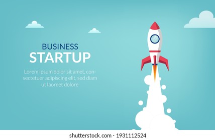 Business start up concept with space shuttle symbol vector illustration.