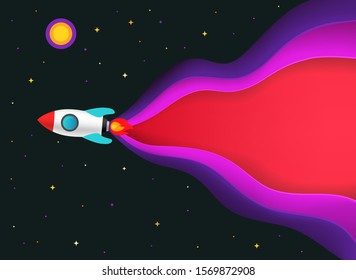 Business start up concept. Vector illustration with speed rocket
