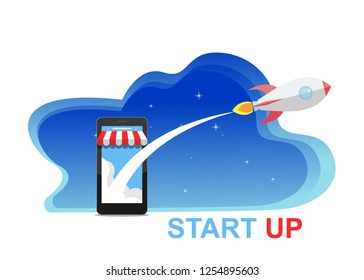 Business Start Up Concept for web page, banner, presentation, social media. Vector illustration.Start up new business project