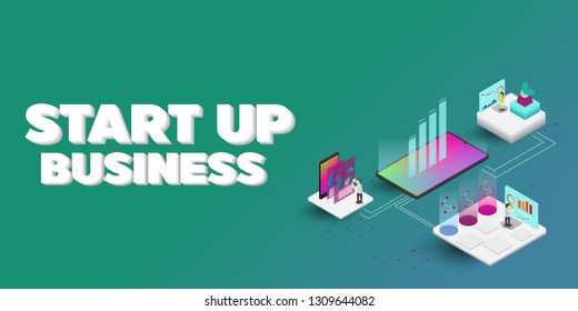 Business Start Up Concept for web page, banner, presentation. Vector illustration.