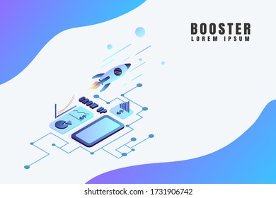 Business Start Up Concept for web page, banner, presentation, social media. Vector illustration, business project startup process, idea through planning and strategy, time management, realization