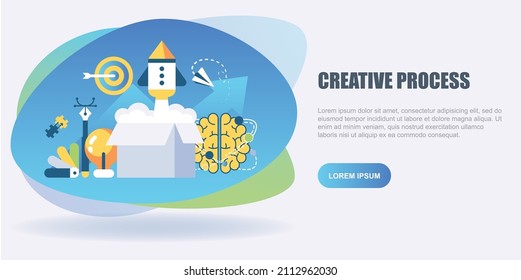 Business Start Up Concept for web page, banner, presentation, social media. Vector illustration, business project startup process, idea through planning and strategy, time management, realisation