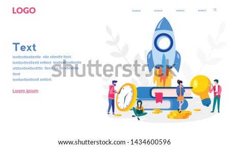 Business Start Up Concept for web page, banner, presentation, social media. Vector illustration, business project startup process, idea through planning and strategy, time management, realization