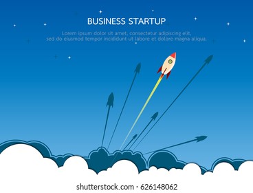 Business start up concept.Rocket style in flat design.Vector illustration.