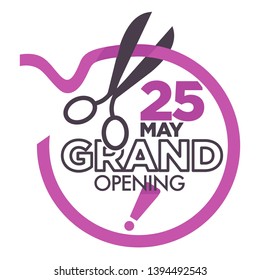 Business Start Grand Opening Ceremony Isolated Icon Ribbon And Scissors Vector Event Celebration Cutting Silk Stripe Emblem Or Logo Traditional Ritual Shop Or Store Work Beginning Stationery Tool