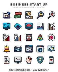 Business Start Up Icon Pack für Ihre Webseite. mobil. Präsentation. und Logo-Design.