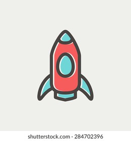 Business start up icon thin line for web and mobile, modern minimalistic flat design. Vector icon with dark grey outline and offset colour on light grey background.