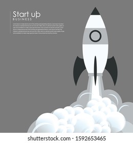 Business start up idea template. Start up rocket idea. New business project start up, launching new product or service in flat design