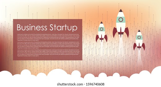 Business start up idea template. Start up rocket idea. New business project start up, launching new product or service in flat design