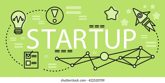 Business start up idea template. Start up rocket idea. New business project start up, launching new product or service in flat design