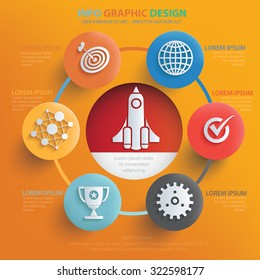 Business start up info graphic design on yellow background,vector
