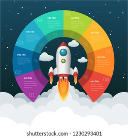 Business Start Up Infographic Night Background in Vector Format