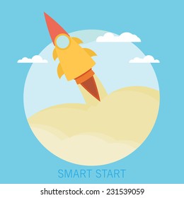Business Start up launch concept. Flat trendy rocket start up icon