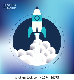 Business Start up launching product with rocket concept.