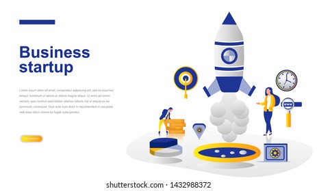Business start up vector landing page illustration