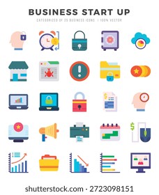 Iconos web de inicio de negocios en estilo plano.