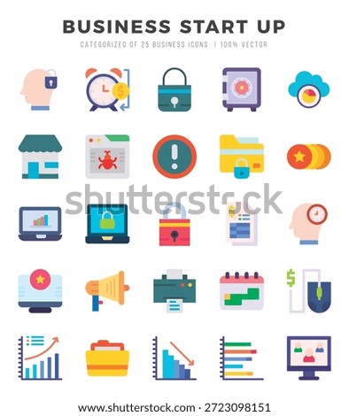 Business Start Up web icons in Flat style.