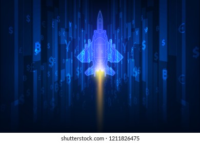 business startup competition banner concept Rocket Vector and illustration 