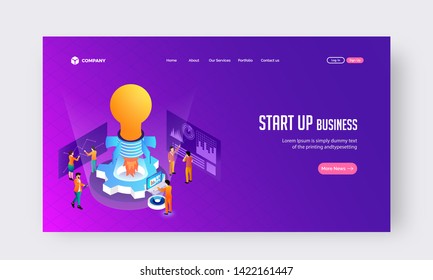 Business Startup concept based creative landing page design.