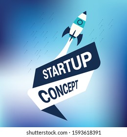 Business Startup Concept With The Rocket. Flat Design. Vector illustration