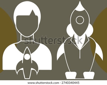 Business Startup Concept with Rocket and Person Icon, Ideal for Companies Launching New Ventures and Growth Strategies