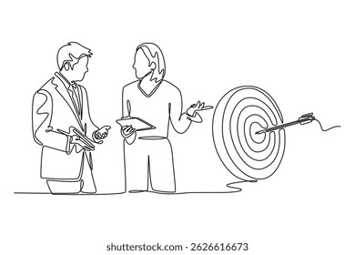 Business startup concept. Single line draw design. Vector graphic illustration