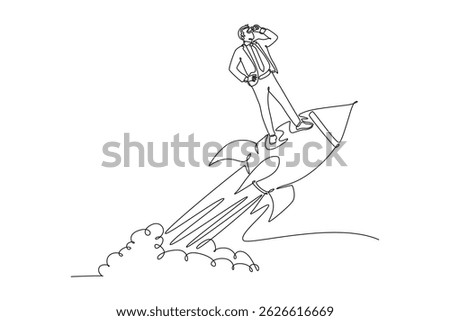 Business startup concept. Single line draw design. Vector graphic illustration