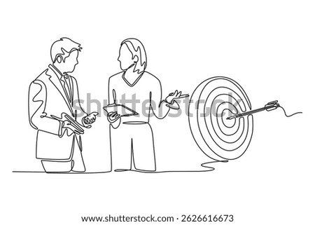 Business startup concept. Single line draw design. Vector graphic illustration