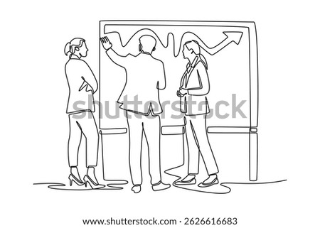 Business startup concept. Single line draw design. Vector graphic illustration